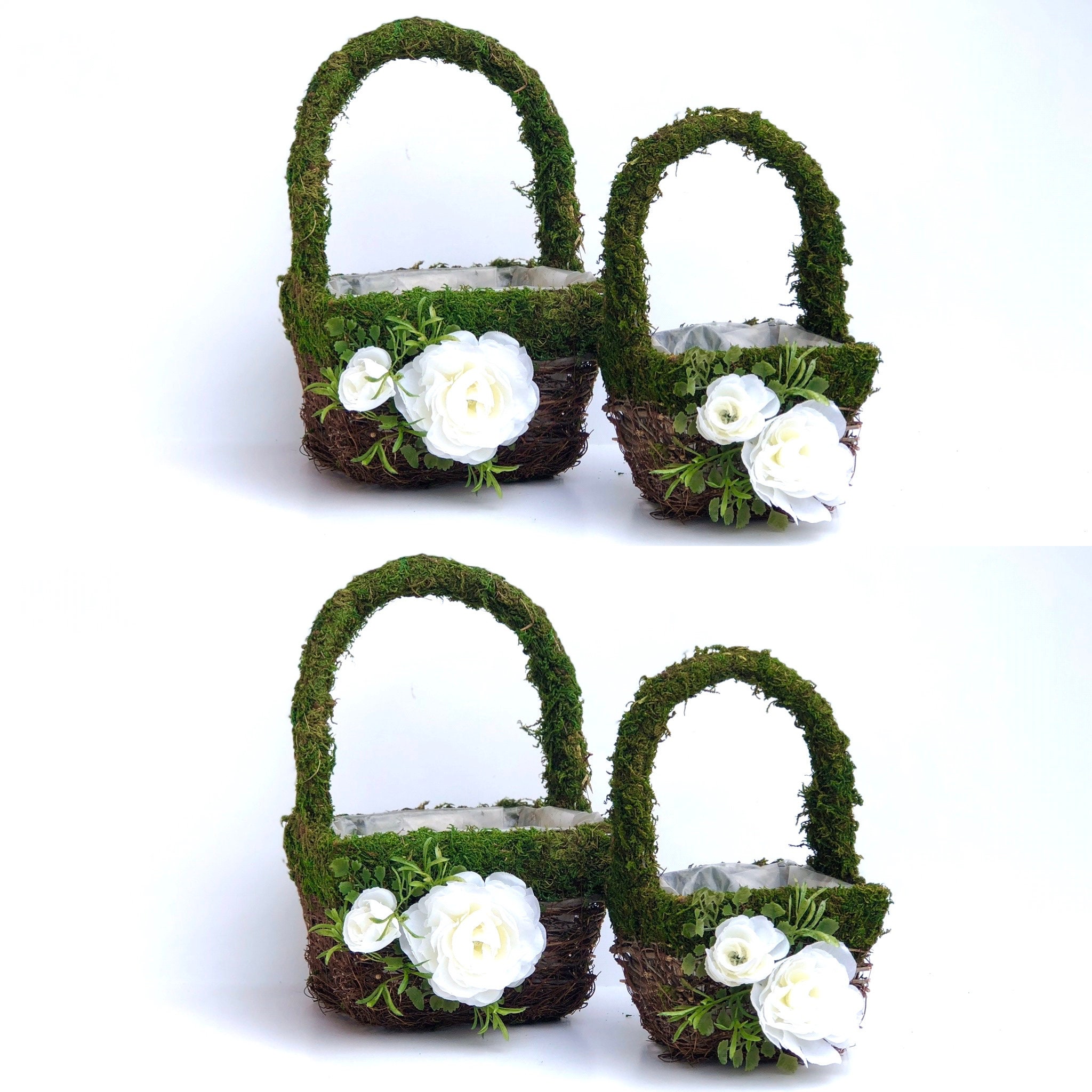 Wedding moss basket Flower girl Baskets Moss Basket Small Etsy