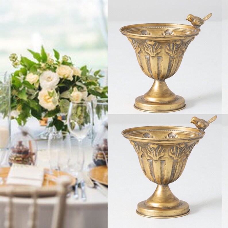 Metal compote bowl Bird planter pedestal bowl candy dish Etsy