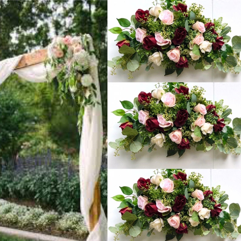 Burgundy Blush Wedding Ceremony Arch Wedding Arch Flowers ...