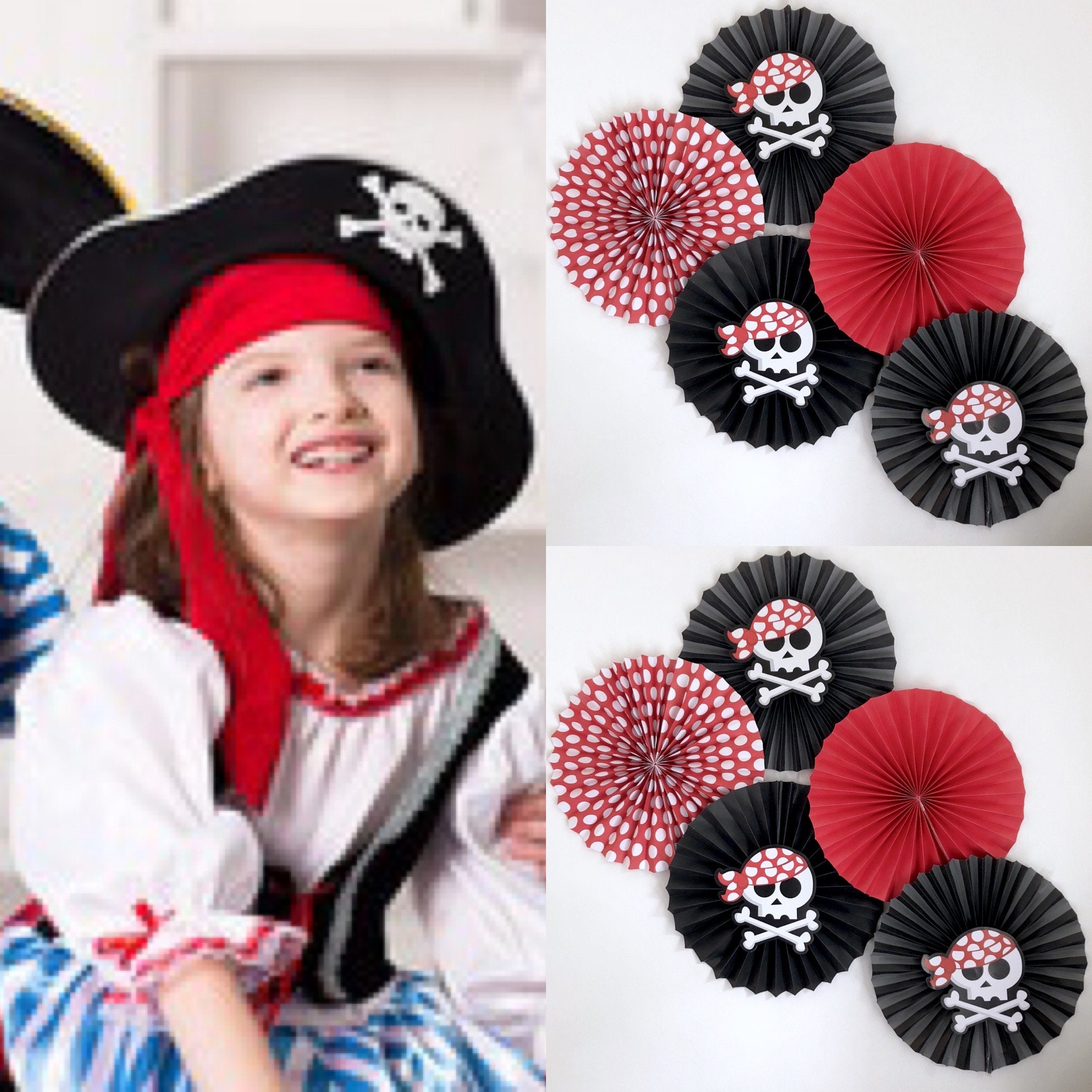 5 Pirate Party Decorations Pirate Birthday Decor Pirate Wall Decorations Pirate Party Fans Pirate Pirate Party Pinwheel Paper Fans