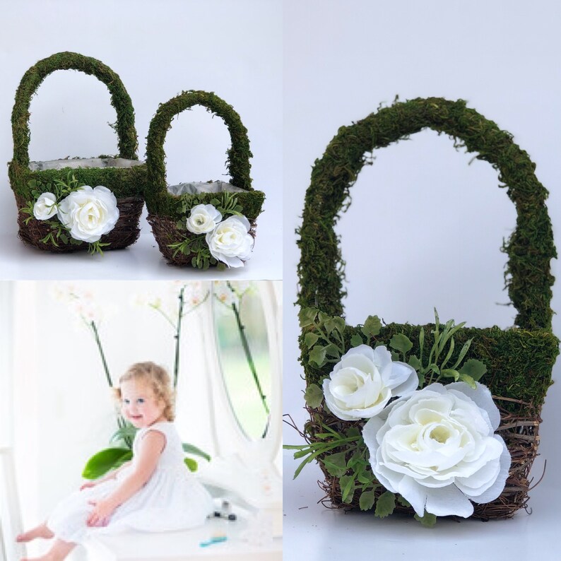 Wedding Moss Basket Flower Girl Baskets moss Basket Small Etsy