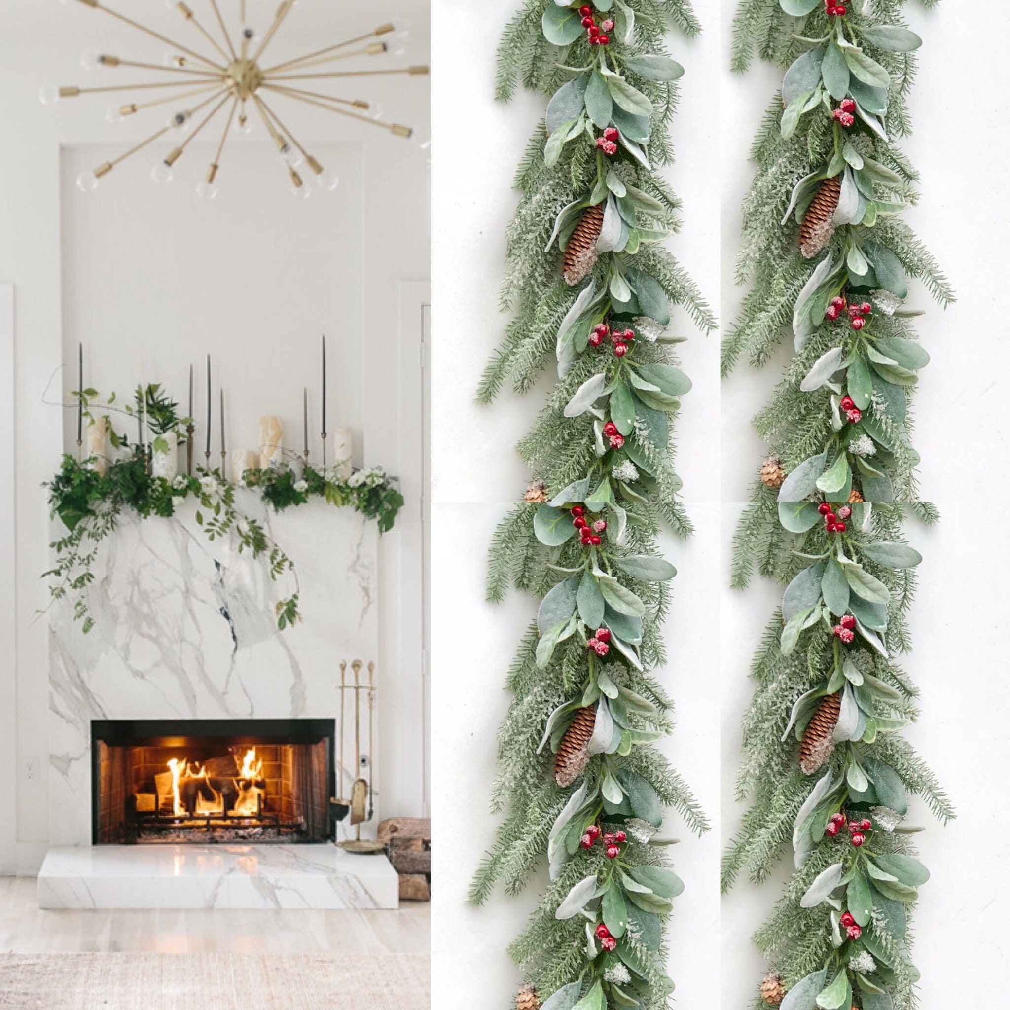 Christmas Garland, Holly Garland, Staircase Garland , Mantle garland