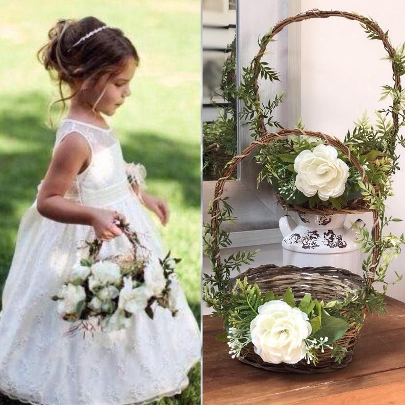 girl with basket of flowers