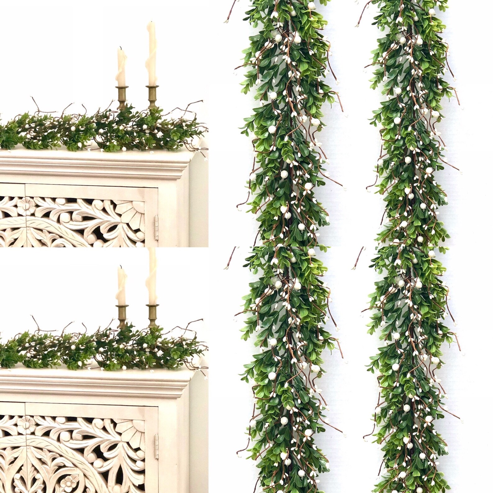 Frühling Girlande weiße Beere und grün Girlande Mantel | Etsy