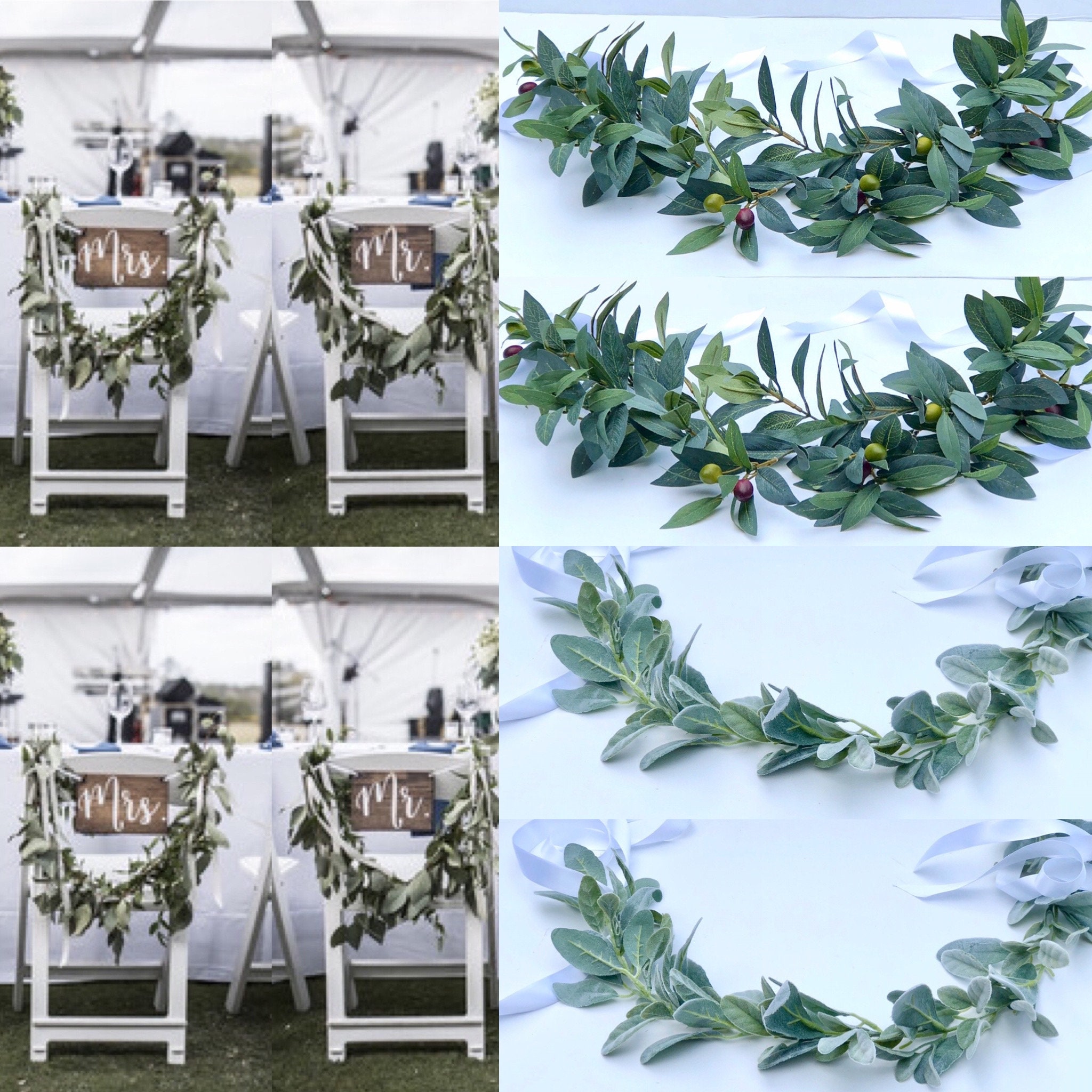 Set 2 Wedding Chair Garland Pew Decorations Eucalyptus Chair