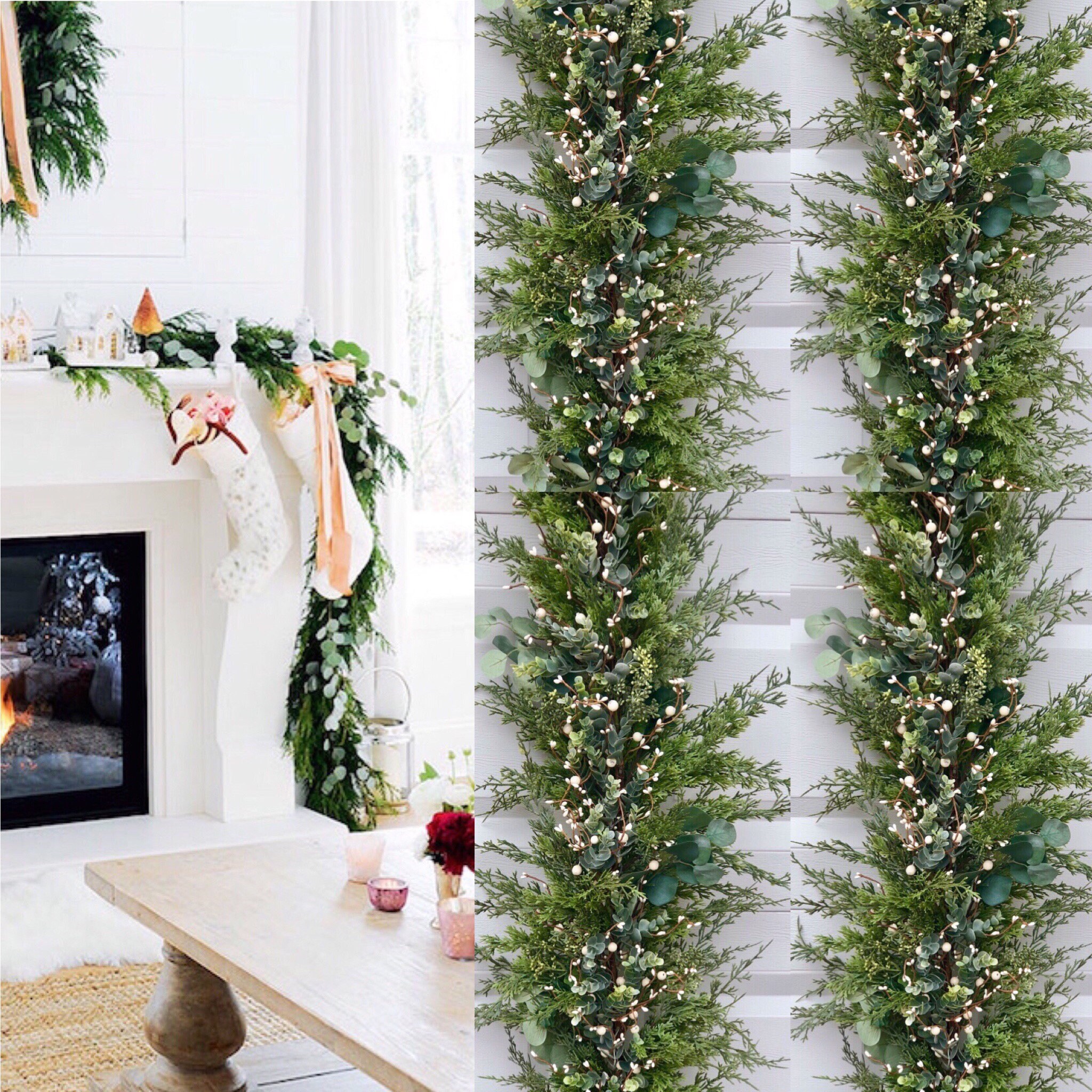 Christmas Garland Eucalyptus Garland Staircase Garland Mantle