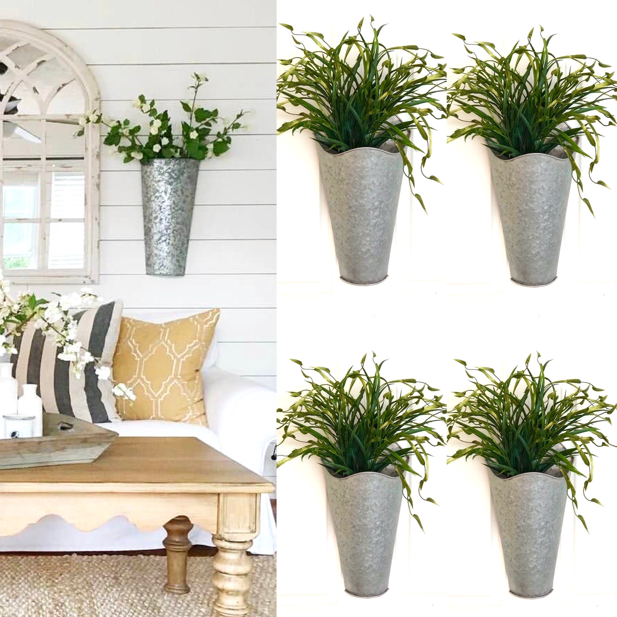 Wall sconce with greenery / Farmhouse Living Room Decor Etsy