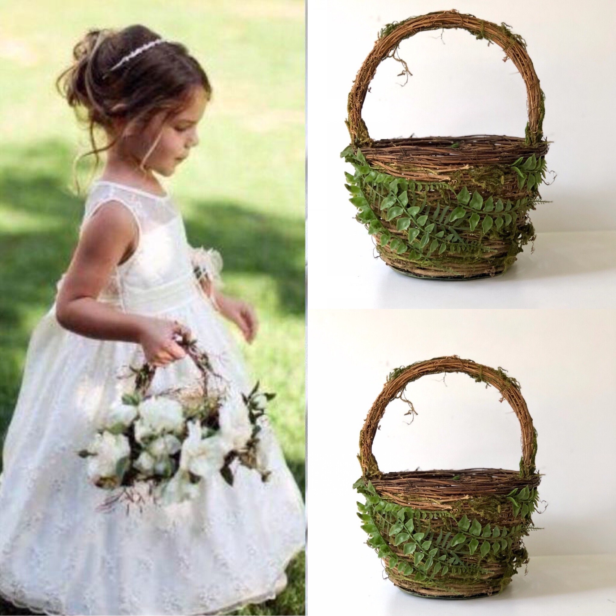 Flower girl basket with flowers  Etsy