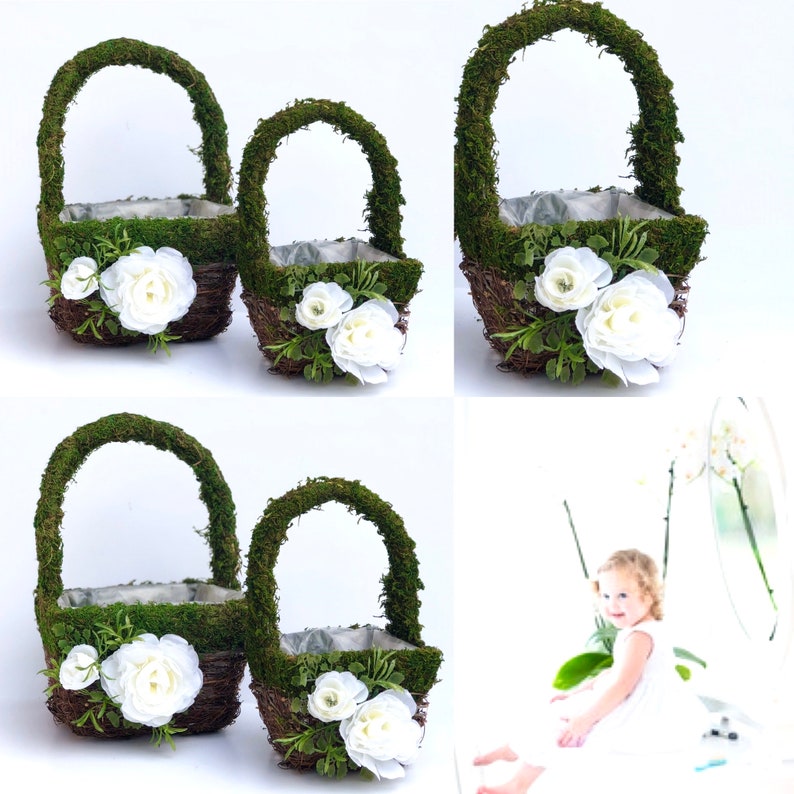 Wedding Moss Basket Flower Girl Baskets moss Basket Small Etsy
