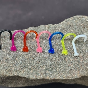 Acrylic Heart Flexible Nostril Nose Screw Stud - UK Seller