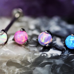 Jeu de griffes de 4 mm, opale de feu, titane, labret, jauge 1,2 mm, convient pour le bec, le tragus, l&#39;hélice, la conque, etc.