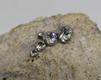 Conjunto de curva de arco de cristal grande de titânio com rosca interna Labret Stud - calibre 1,2 mm - adequado para lóbulo, tragus, hélice etc.