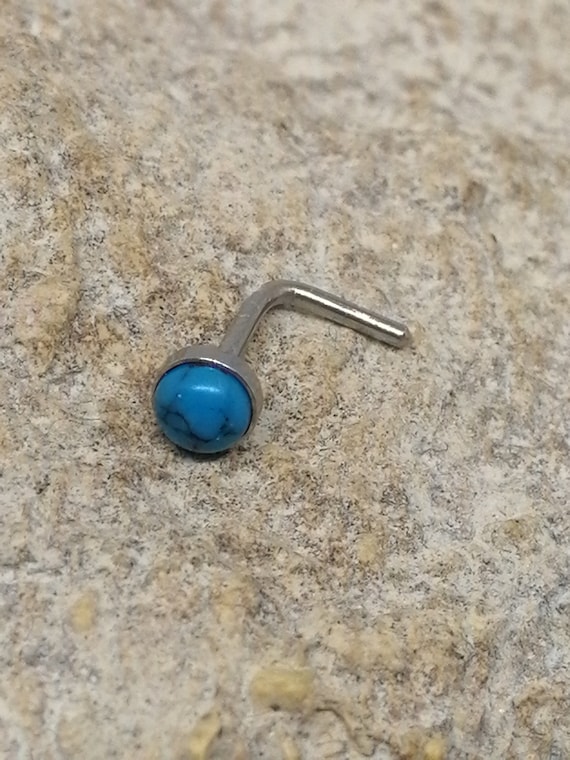 316L Surgical Steel L Shape Semi Precious Onyx Stone Nose Stud 316L Surgical Steel L Shape Semi Precious Onyx Stone Nose Stud