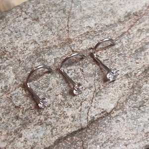 1 x Clear Prong Set Crystal CZ | Implant Grade Titanium Nose Stud Screw | 0.8mm 1mm 20g 18g | Nostril Piercing Ring | UK Seller