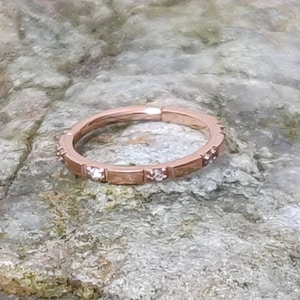 Rose Gold Flat Band White Cz Crystal Conch Piercing Sleeper Hinged Ring Jewellery - 1.2mm - UK Seller