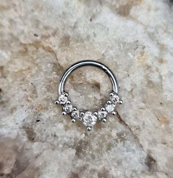 Clear CZ Crystal Bead Prong Set Clicker Septum Daith Piercing