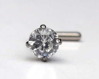 Nose Stud Screw Hook Nose Stud Piercing Jewelry – Screw Hook Curve Bar With 3 Crystals, 20G Stainless Steel Spiral Nose Rings For Women - Foto 2