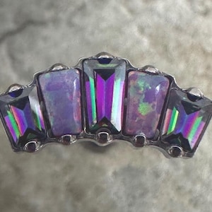 Purple Fire Opal Mystic Topaz Cluster | Implant Grade Titanium Flat Back Labret | 1.2mm 16g | Conch Helix Piercing Earring Stud | UK Seller