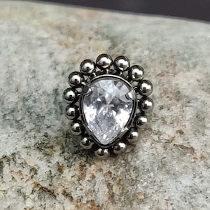 Threadless | Pear Cut Millgrain Bead Cluster | Implant Grade Titanium Attachment ONLY | UK Seller | Push Pin Push Fit Piercing Jewellery