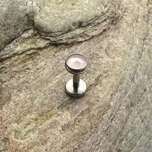 4mm Rose Quartz | 1.2mm 16g Titanium Flat Back Stud | Medusa Labret Helix Cartilage Conch Tragus Earring | Piercing Jewelry | UK Seller