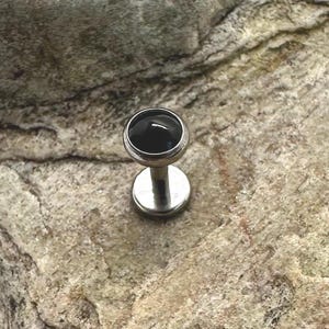 4mm Black Agate | 1.2mm 16g Titanium Flat Back Stud | Medusa Labret Helix Cartilage Conch Tragus Earring | Piercing Jewelry | UK Seller