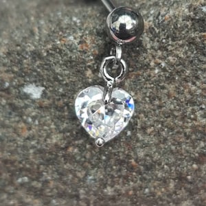 Crystal Heart CZ Cartilage/Helix Tragus Conch Ear Barbell Earring Stud - UK Seller