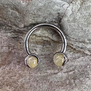 Citrine | 1.2mm (16g) Internally Threaded Titanium Circular Barbell Horseshoe | Septum Hoop Daith Helix Earring Piercing Ring | UK Seller