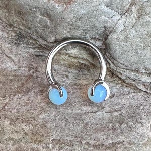 Moon Stone | 1.2mm (16g) Internally Threaded Titanium Circular Barbell Horseshoe | Septum Hoop Daith Helix Earring Piercing Ring | UK Seller