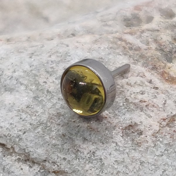 Threadless | 3mm Citrine Bezel Set Stone End | Implant Grade Titanium Piercing | Attachment ONLY | UK Seller | Push Pin Body Jewellery