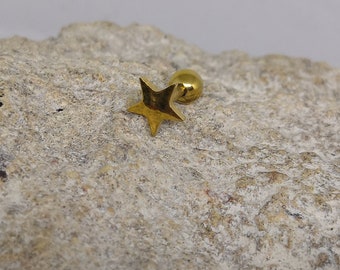 Plain Gold Star Cartilage/Helix Ear Barbell Earring Stud