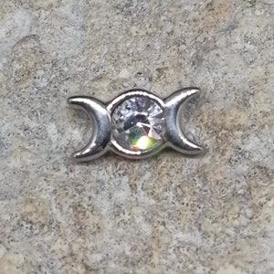 IMPERFECT - Moon Goddess Crescent Internally Threaded Labret Stud - 1.2mm Gauge - lip, tragus, helix, conch, cartilage etc - UK Seller