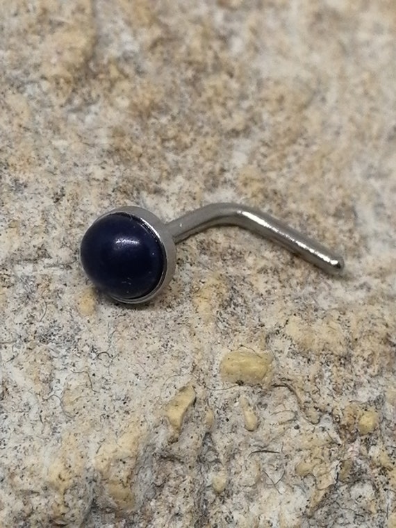 316L Surgical Steel Blue Sodalite Stone Stud Belly Ring 316L Surgical Steel Blue Sodalite Stone Stud Belly Ring