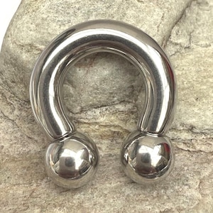 Surgical Steel Heavy Gauge Horseshoe Ring | Circular Barbell | Single Piece | Thick Septum PA Prince Albert Piercing Jewelry | UK Seller