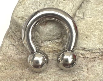 Anillo de herradura de acero quirúrgico de calibre grueso / Barra circular / Pieza única / Piercing para tabique grueso PA Prince Albert / Vendedor del Reino Unido