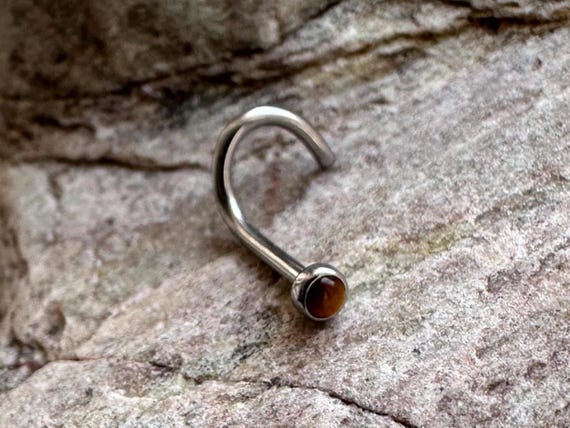 Surgical Steel Belly Button Navel Ring Bar with Tiger's Eye Semi Precious Oval Stone Surgical Steel Belly Button Navel Ring Bar with Tiger's Eye Semi Precious Oval Stone