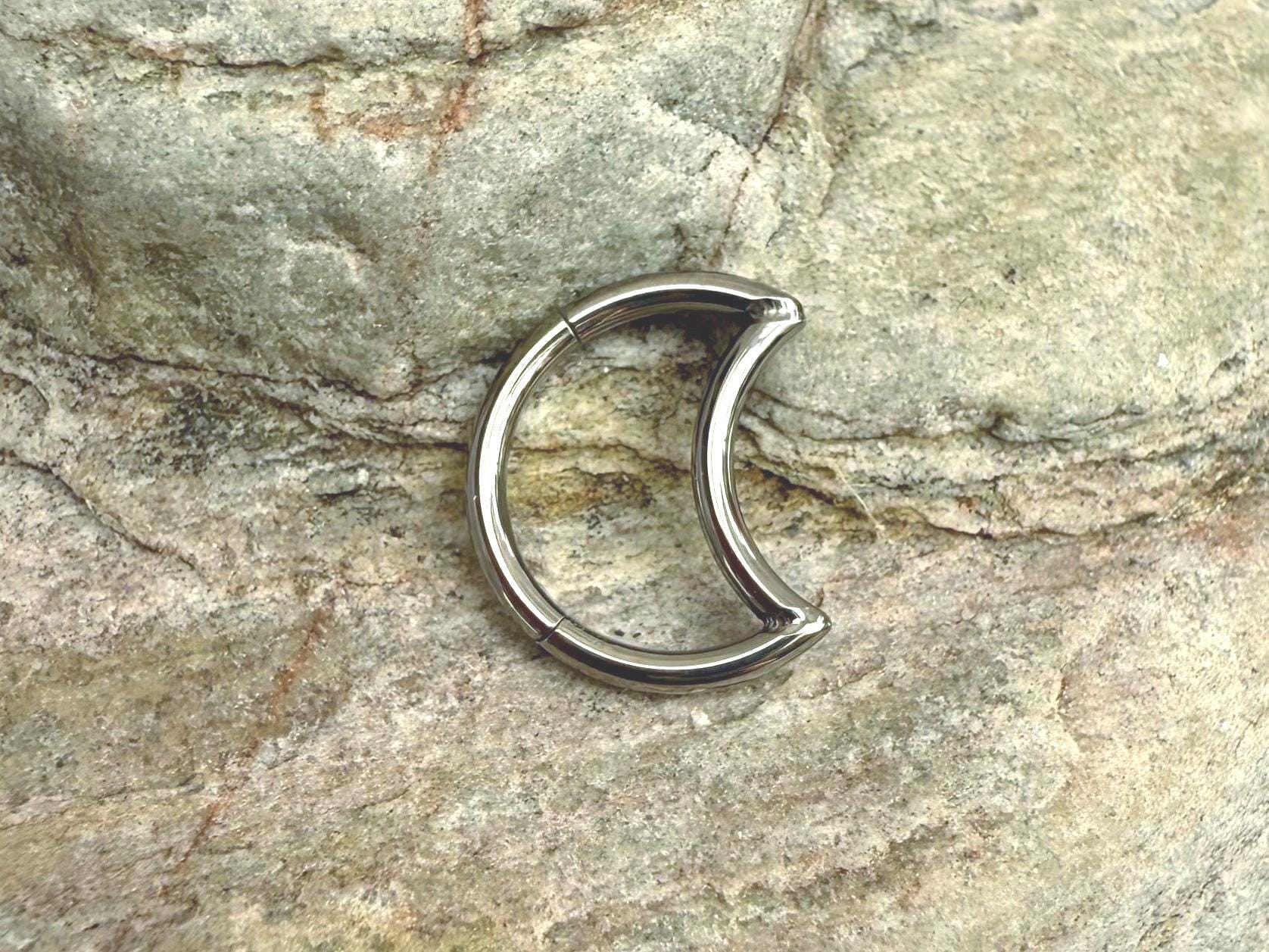 Crescent Moon Shape | Implant Grade Titanium Clicker | Daith Hoop