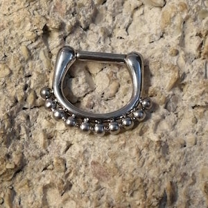 Perlenzierband | Chirurgenstahl | Gerader Stab Clicker Ring | UK Verkäufer | Körperschmuck | Geeignet für Septum Helix Ohrknorpel Tragus