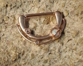 1 x Fire Opal Planets Galaxy Clicker Shield Nipple Bar - 1.6mm Gauge 14mm Length - UK Seller