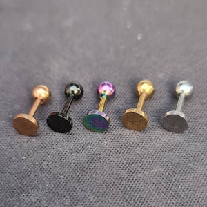 Plain Flat Round Top Cartilage/Helix Ear Barbell Earring Stud