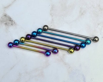 1.6mm Externally Threaded Titanium Scaffold Barbell - Suitable for Industrial / Scaffold Piercings - UK Seller