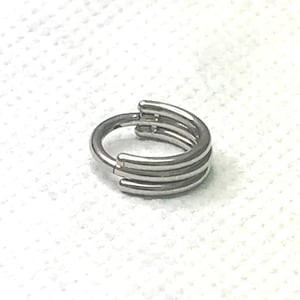 Titanium Triple Band In-Line Stack Hinged Septum Clicker Ring - UK Seller