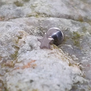 Tiny Star Titanium Labret Stud - 1.2mm Gauge - suitable for lip, tragus, helix, conch etc - UK Seller
