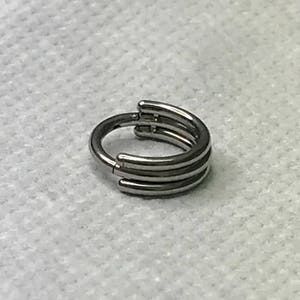 Titanium Triple Band In-Line Stack Hinged Septum Clicker Ring - UK Seller
