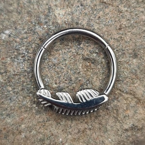 Feather Hinged Clicker Segment Ring | Implant Grade Titanium Piercing Jewelry | 1.2mm (16g) | Septum Daith Cartilage Piercings | UK Seller