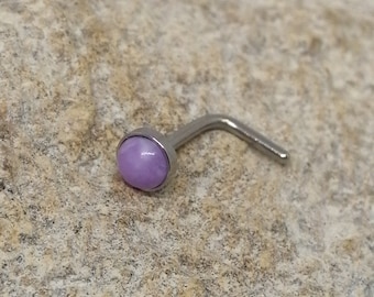 Amethyst 3.5mm Stone  L-Shape Surgical Steel Nose Stud - UK Seller