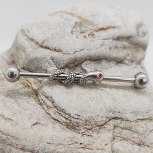 Snake Serpent Wrapped | Scaffold/Industrial Piercing Barbell | UK Seller | Ear Piercing Bar | Unusual Body Piercing Jewelry