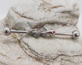 Snake Serpent Wrapped | Scaffold/Industrial Piercing Barbell | UK Seller | Ear Piercing Bar | Unusual Body Piercing Jewelry