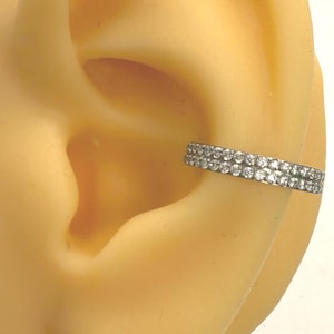 Double Row Pave CZ Crystal Band Clicker | Implant Grade Titanium | Conch Hoop Ring | 1.2mm x 10mm 12mm | Body Piercing Jewellery | UK Seller
