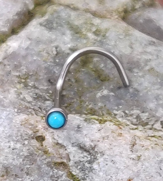 Semi Precious Turquoise Stone Nostril Screw Implant Grade