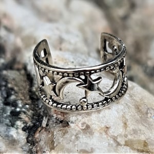 Bague d'oreille lune et étoile en argent sterling - Aucun piercing requis - Vendeur britannique